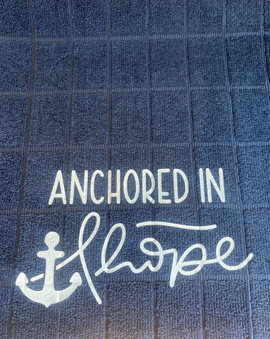 Anchored in hope kitchen towel