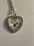 Pittsburgh Steelers rhinestone heart necklace