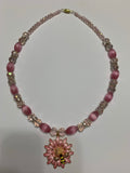 Pink flower and Bee beaded necklace. Beeee beautiful.