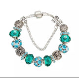 Green European style love heart flower charm bracelet