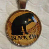 Black cat glass cabochon necklace