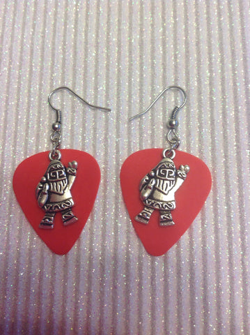 Santa guitar pic earrings