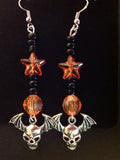 Skull bat earrings