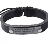 Love is the key leather bracelet