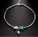 Starfish and seashell beaded anklet