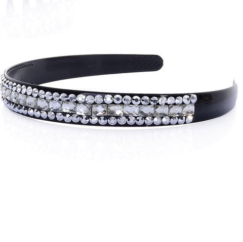 Silver and black chroma rhinestone headband