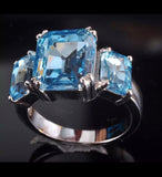 Blue cubic zirconia size 5 ring