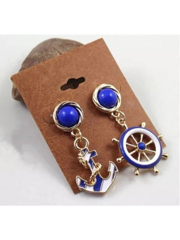 Anchor and ships wheel earrings
