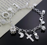 Sterling silver plated 925 charm bracelet