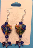 Glass heart earrings.