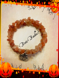 Orange aventurine memory chip pumpkin charm bracelet