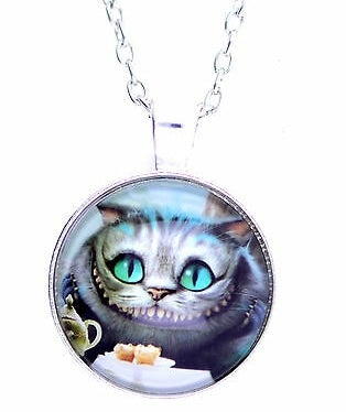 Cheshire cat glass cabochon necklace