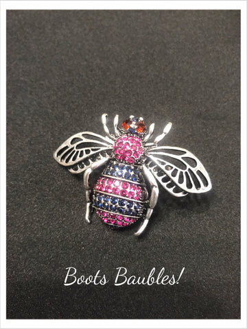 Bumble bee rhinestone brooch
