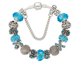 Blue or Black X and Os European style charm bracelet