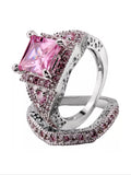 Princess cut pink sapphire ring