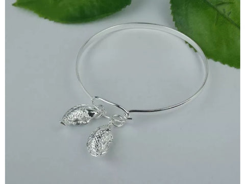 Twin Fish silver cuff bangle bracelet.