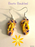 Flowered flip flop earrings