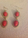 Pink rhinestone dangle earrings