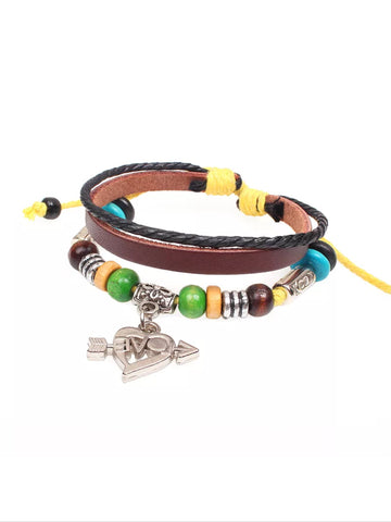 Love  charm leather bracelet