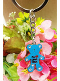 Rhinestone studded blue bear keychain