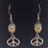 Pearl peace sign earrings