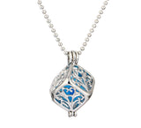 Square silver colored aromatherapy oil diffuser necklace