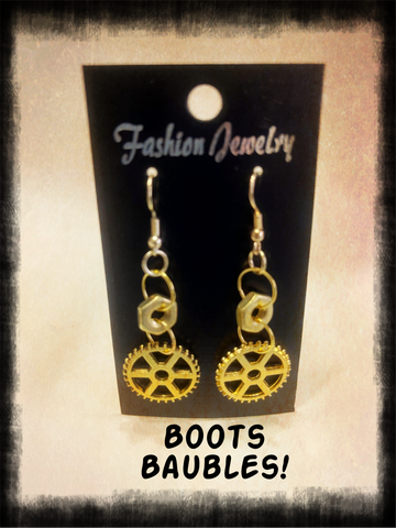 Gear and cog earrings