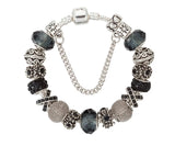 Blue or Black X and Os European style charm bracelet