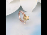 Rose gold plated cross and heart ring size 8