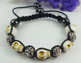 Skull shamballa beaded adjustable bracelet