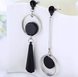 Asymmetrical dangling  modern black shape earrings