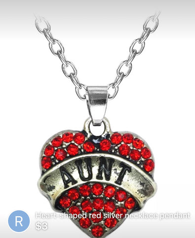 Red  Rhinestone Aunt Necklace