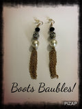 Black Beaded chain earrings