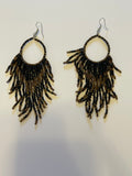 Black and brown fringe earrings