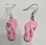 Flowered flip flop earrings