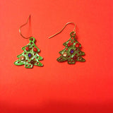 Rhinestone Christmas tree earrings