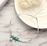 Starfish and seashell beaded anklet