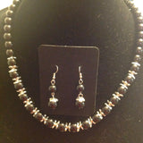 Silvertone pearl necklace and earrings