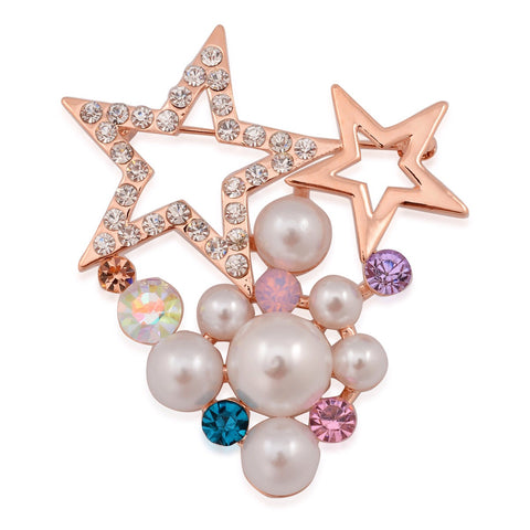 Star, pearl and Austrian crystal brooch.