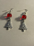 Beaded Christmas tree earrings