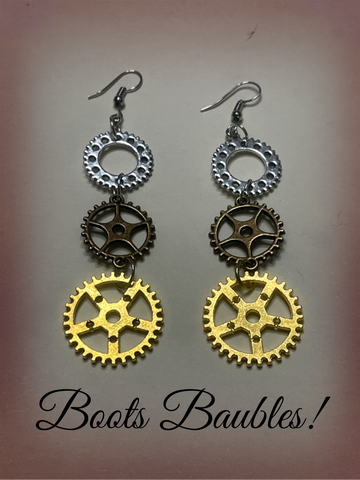 Steampunk gear earrings