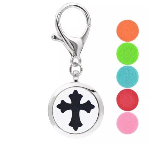 Cross aromatherapy oil diffuser keychain purse clip