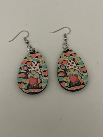 Valentines gnome earrings