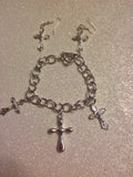 Cross bracelet and earring set