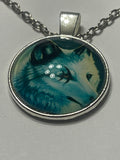 Wolf glass cabochon necklace