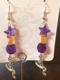 Orange and purple witches hat pumpkin earrings
