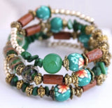 Green beaded memory wrap bracelet