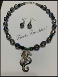 Seahorse necklace and earring set