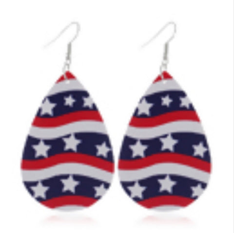 Red white and blue star earrings