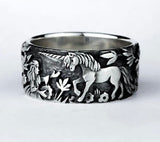 Silver girl and unicorn ring